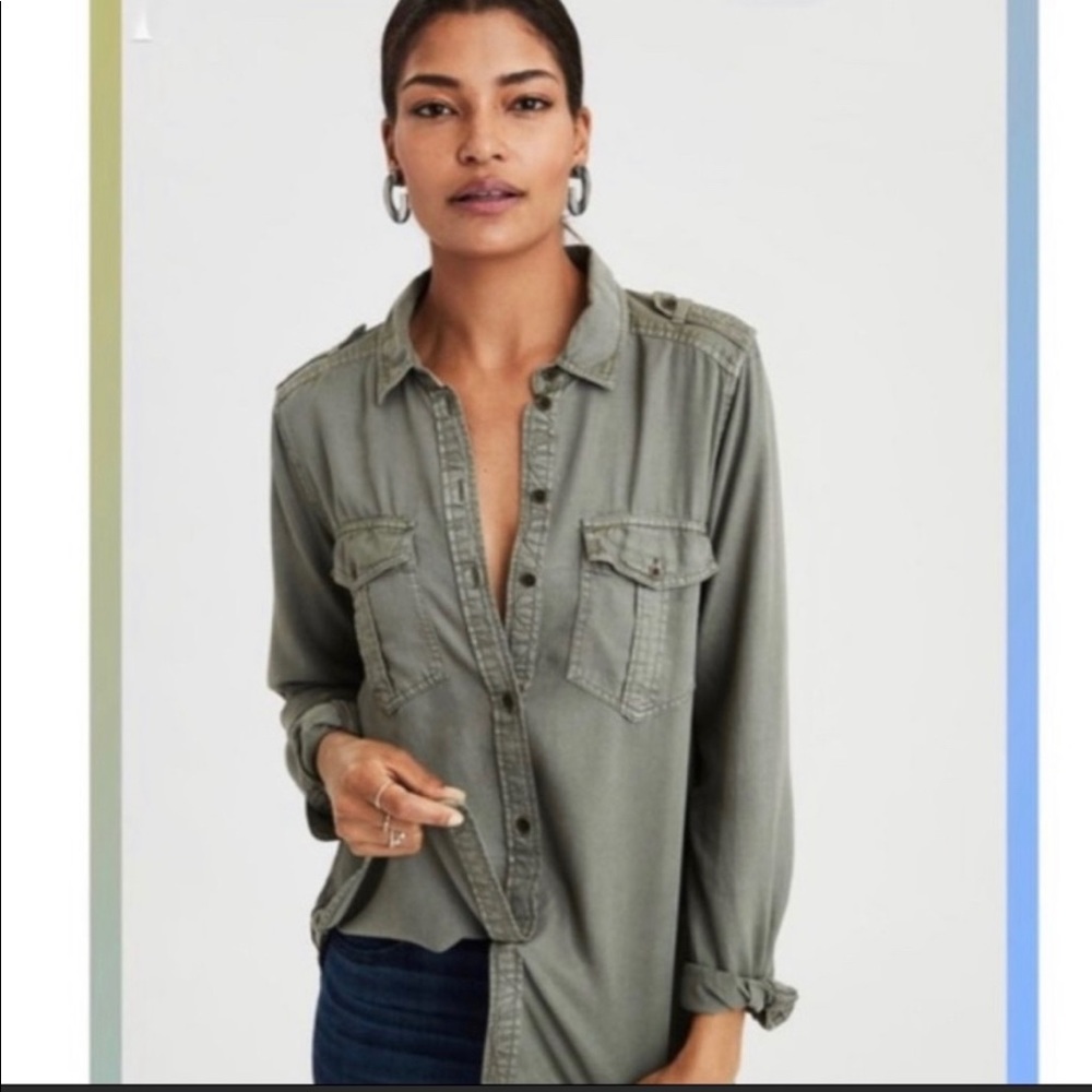 American eagle boyfriend utility shirt